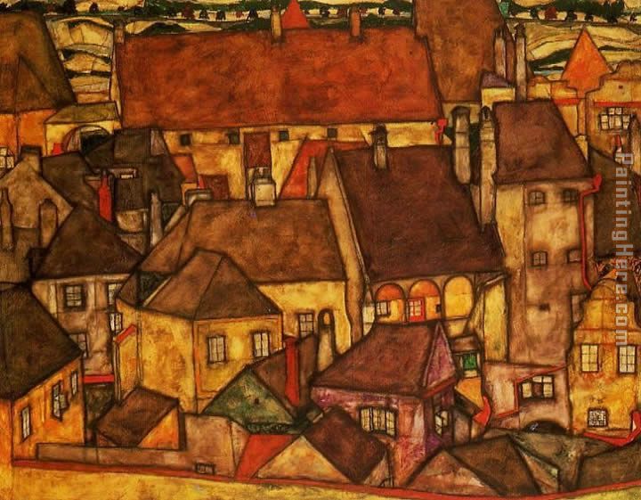 Yellow City painting - Egon Schiele Yellow City art painting